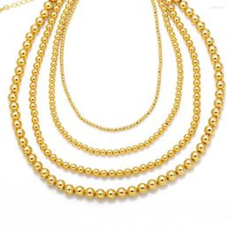 Chaînes couleur or colliers de perles pour femmes fabrication de bijoux perles rondes polies collier court tour de cou Simple Nkeb712