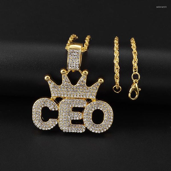 Chaînes Or Couleur Couronne Ceo Collier Pour Hommes Et Femmes Street Fashion Hip-Hop Rock Boutique Bijoux Cadeau