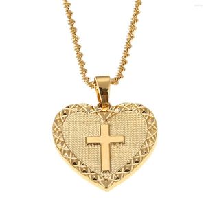 Chaînes couleur or jésus Crucifix croix chaîne pendentif colliers pour femmes hommes bijoux chrétiens