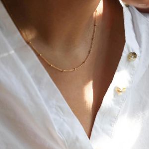 Chaînes Or Couleur Collier Pour Femmes Ras Du Cou En Acier Inoxydable 316L Chaîne Simple Clavicule Bijoux En Gros