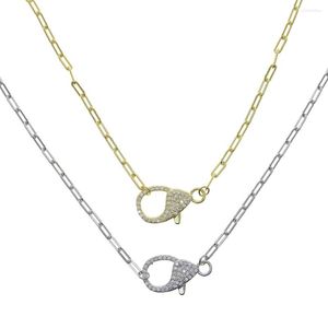 Chaînes Or Couleur Pendentif Collier Pour Femmes CZ 925 En Argent Sterling Serrure Crochet Homard Fermoirs Punk Chunky Chaîne Bijoux