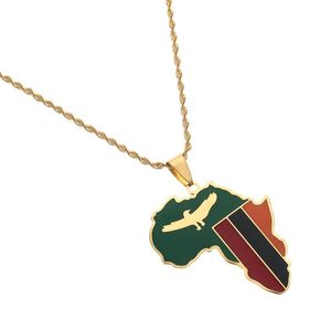 Ketens goud kleur roestvrij staal email Afrika zambia kaarten vlag hangers kettingen Afrikaanse mode trendy nek sieraden geschenken