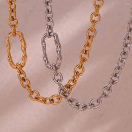 Ketens goud vergulde zilverkleur onregelmatige vloeistofvorm papieren clip hanger dikke o ketting roestvrijstalen ketting voor vrouwelijke mannen