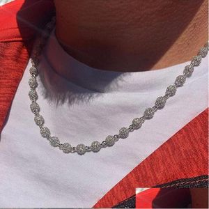 Chaînes Or Sier 4Mm Ball Link Chain Choker Colliers Avec 5A Cubic Zirconia Pavé Mode Bracelet Femmes Hommes Hiphop Jewelrychains D Dhysh