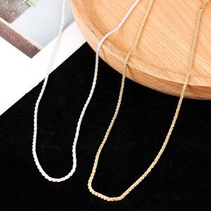 Kettingen goud zilver kleur platte glanzende glanzende ketting kettingen minimalistische verklaring elegante chokers voor vrouwen sieraden 2021