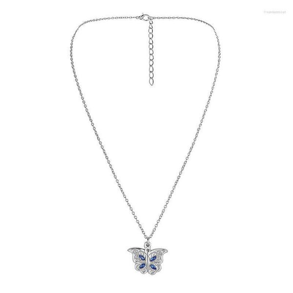 Chaînes or argent couleur ouvert papillon coeur pour Couple médaillon pendentif à breloque Zircon colliers femmes bijoux délicats cadeaux