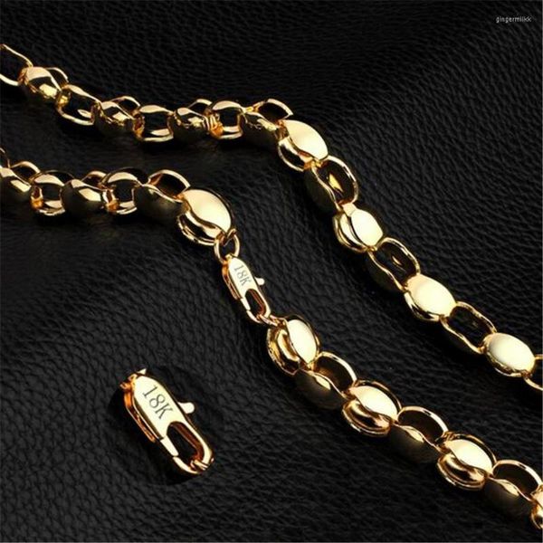 Cadenas Oro 18 K Cadena Collar 20 Pulgadas Hombres Personalidad Atmósfera Simple 50CM