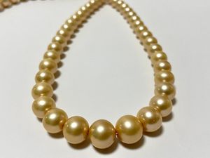 Kettingen Golden Pearl 18inch ketting voor vrouwen Luster 11-13mm Big Round Party Wedding Jewelry Gifts (GRATIS BALL CLAP)