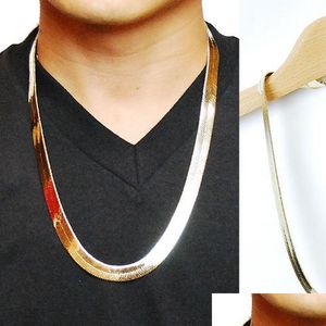 Ketens gouden slangenketen boetiek 1 cm platte slang/draken bot retro koper heup hiphop visgraat ketting metaal vrouwen mannen sieraden drop dhdxy