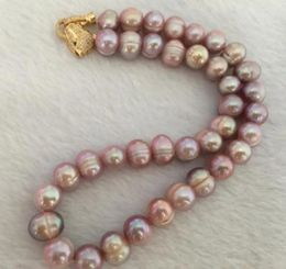Chaînes Magnifique collier de perles de lavande baroques de la mer du Sud de 12 à 13 mm 18"