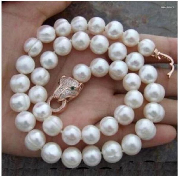 Cadenas Precioso collar de perlas blancas barrocas del Mar del Sur de 12-13 mm de 18 pulgadas