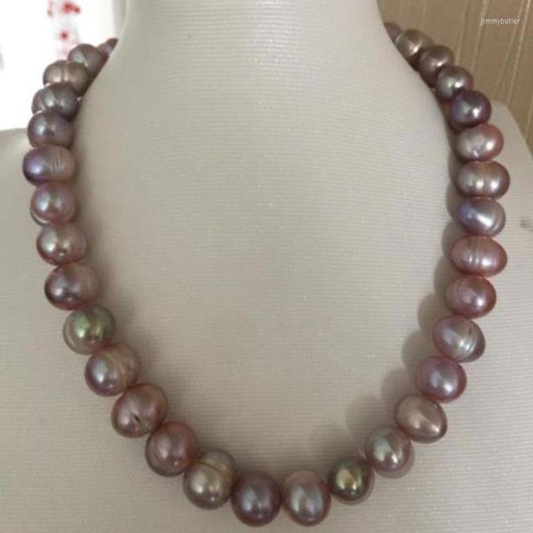 Cadenas Precioso 12-13 mm Mar del Sur Barroco Lavanda Collar de perlas 18 pulgadas 925 Plata W