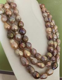 Cadenas Precioso collar de perlas multicolor del Mar del Sur de 12-13 mm 48 pulgadas 925s