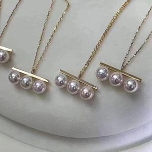 Chaînes magnifiques collier pendentif en perles de perle blanche de 5 à 6 mm de 5 mm