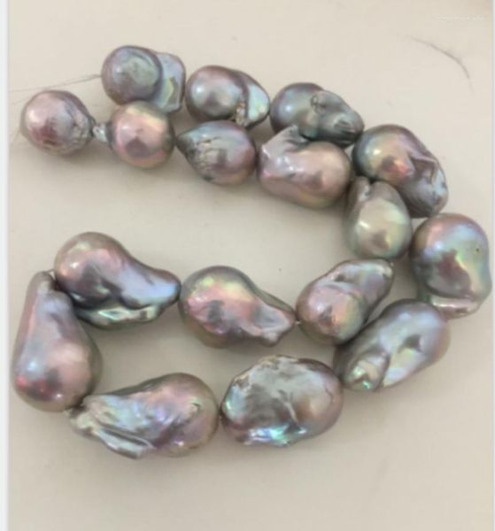 Cadenas Gorgeous Barroco 28-30mm South Sea Gray Pearl Collar 18inch 14k