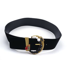 Chaînes Magnifique ceinture de chaîne de taille de ventre en cuir de velours noir avec des bijoux de corps de robe en cristal noir et blanc pour les femmes rétro chaîne de corps Co