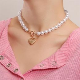 Chaînes magnifique chaîne de perles collier ras du cou pour les femmes mariage amour coeur pendentif mode mariée cadeau Boho bijoux en gros