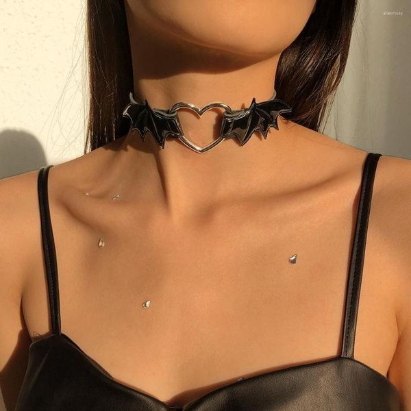 Chaînes Goth Punk Style Vampire Collier Aile D'amour Collier Ras Du Cou Pour Femmes Sexy PU En Cuir Charme Bijoux