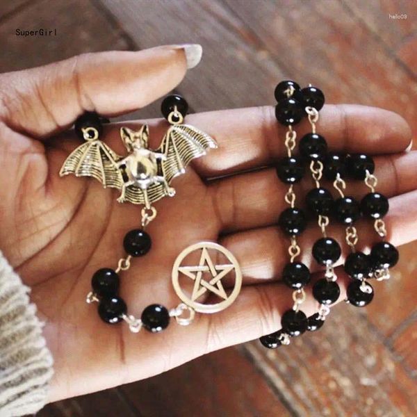 Chaines Collier de chauve-souris gothique pentagramme pendentif victorien pour vampire goth halloween bijoux cadeaux femmes