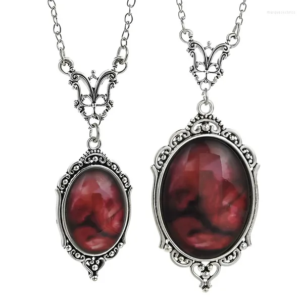 Chaînes Gothique Sang Rouge Quartz Charme Collier Femmes Hommes Papillon Vampire En Relief Sorcière Bijoux Accessoires Vintage Chokers