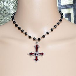 Ketens gothic vampire kruis charme ketting voor vrouwen mysterie heidense heks sieraden accessoires geschenken goth rozenkrans hanger choker