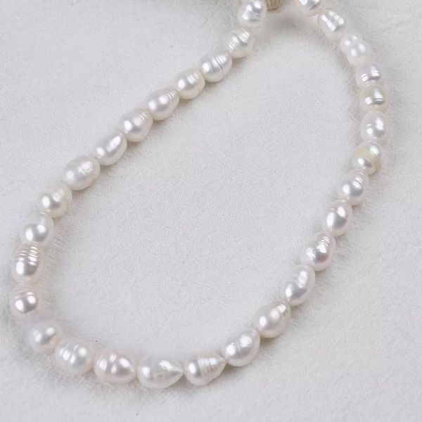 Cadenas grado 9-10mm forma de arroz perlas de agua dulce Strand perlas sueltas para bricolaje