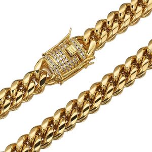 Ketten Granny Chic 12mm Breite Ankunft Männer Gold Farbe Edelstahl Miami Curb Kubanische Kette Halskette Schmuck 16 