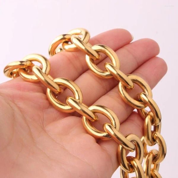 Cadenas Granny Chic 15 mm de ancho Hombres Cadena de calidad superior Joyería de moda Color oro Acero inoxidable Big O Oval Collar o pulsera