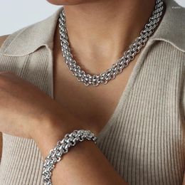 Chaînes Greatera en acier inoxydable roulé creux maille colliers ras du cou pour femmes punk argent couleur épaisse chaîne collier bijoux imperméables