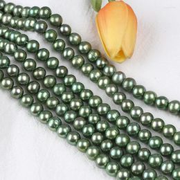Cadenas verde 9-10mm forma de patata hebra de perlas de agua dulce al por mayor para la fabricación de joyas
