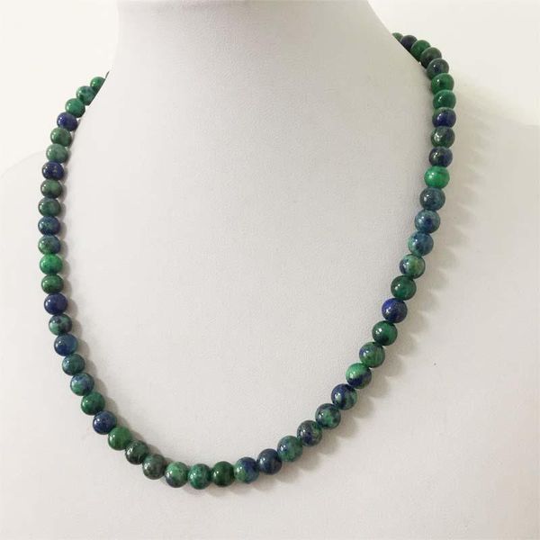 Cadenas Verde Azul Collar de azurita brasileña para mujeres Piedra preciosa Piedra natural Gargantilla Collares Ábaco Joyería de regalo 35/40/45/50/55 cm