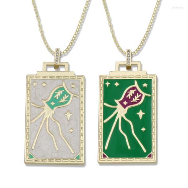 Chaînes Vert Fleur Vase Pendentif Collier Avec Blé Unisexe Unique Bijoux Gravé Verseau Hip Hop Blanc Huile Goutte Collier