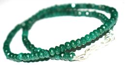 Chains Green Jade Gemstone 2x4 mm Perles 925 Collier de brin en argent sterling 18 "