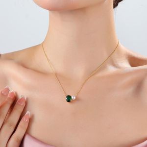 Chaînes vert amour coeur carré cristal pendentif collier femmes mode cubique zircone géométrique Zircon cou accessoire bijoux