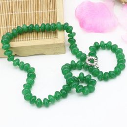 Cadenas Verde Piedra Natural Calcedonia 5 8 mm Abacus Jades Beads Collar de cadena Declaración Mujeres Clavícula Gargantilla Joyería 18 pulgadas 9