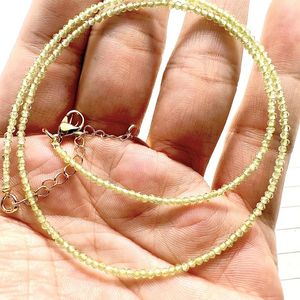 Chaînes Vert Peridot Pierre Naturelle Perles Collier Cristal Été Fournitures De Fabrication De Bijoux Mignons 2MM Ronde Petite Facette Vintage Charme 5pc