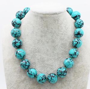 Chaînes Vert Turquoise Ronde Facette 18/20mm Collier Gros Perles Nature Cadeau Discount FPPJ1