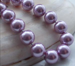 Chaînes beaucoup de couleurs peuvent choisir 12MM violet coquille de mer du sud perle collier de perles rondes 18