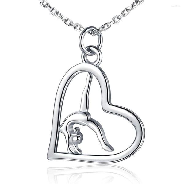 Chaînes Gymnastique Gymnaste Collier 925 Sterling Argent Équipe USA Bijoux De Mode Pendentif Sport Ballerine Pour Les Filles D'anniversaire