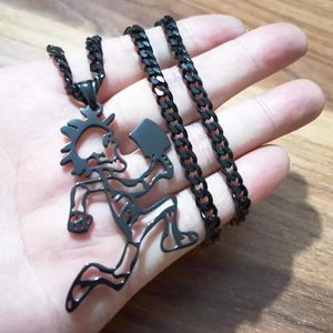 Ketens Halloween -geschenken Large Black Hollow Out Hatchetman Hatchet Men Juggalo hanger Charms roestvrij staal ICP ketting 5mm24 ''