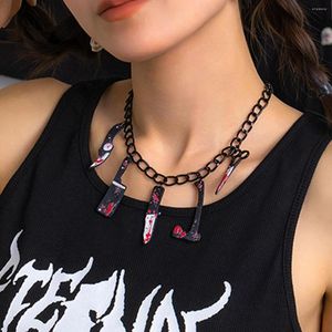 Chaînes Halloween Gothic Alliage Dagge Ciseaux Géométrie Outils En Métal Collier Clavicule Chaîne Pour Femmes Bijoux Mode Vintage En Gros