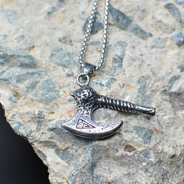 Chaînes marteau hache Viking Rune amulette pendentif colliers nordique Talisman acier inoxydable chaîne bijoux hommes femmes païen