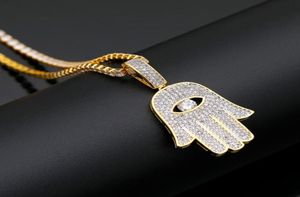 Chaînes Hamsa main de Fatima pendentif collier or micro pavé cubique zircon chaîne hip hop femmes bijoux cadeau 6093219