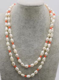 Chaînes nouées à la main, magnifique collier de perles baroques de culture d'eau douce blanche de 8 à 10mm, 82 cm, bijoux à la mode