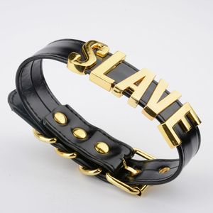 Kettingen Handgemaakte Zwarte Gepersonaliseerde Brief Choker Goud Zilver Naam Slave Kraag Ketting Voor Vrouwen Meisjes Bondage Cosplay Fetish1258J