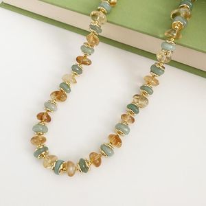 Kettingen Handgemaakte natuursteen groene aventurine citrine kralen ketting voor vrouwen zomervakantie feest sieraden uniek ontwerp