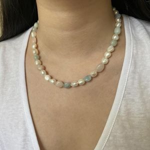 Kettingen Handgemaakte natuursteen Morganite barokke parelparels ketting voor vrouwen zomervakantie feestjuwelen unieke ontwerpdruppel