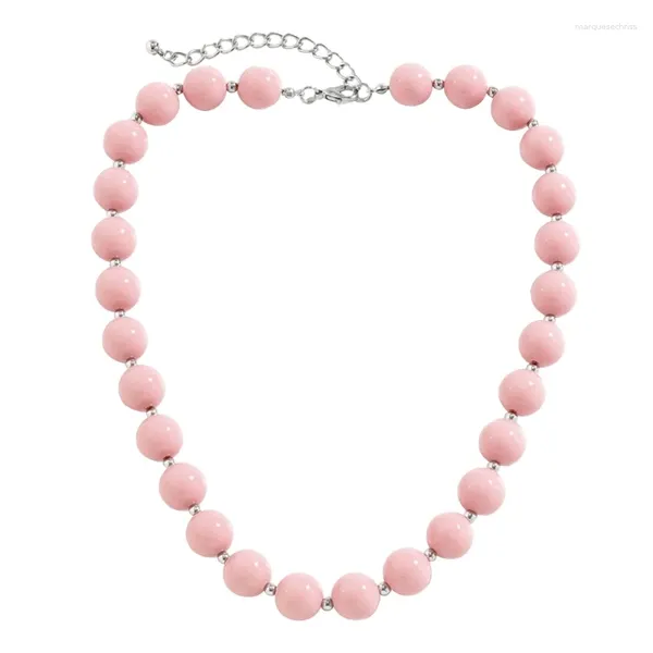 Chaines Collier perlé rose fait à la main