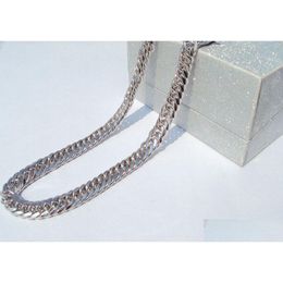 Cadenas hermosas 18 K Fina de la cadena de oro de oro sólido blanco pesado 10 mm Miami Cubano Collar Collar de entrega de 24 Collares de joyería Pendan DHM6B