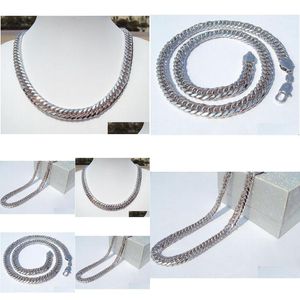 Chains belles 18 k fine chaîne en or massif blanc finition lourde 10 mm Miami Collier Cuban Link 24 Colliers de bijoux de livraison de goutte Pendan Dhaxh